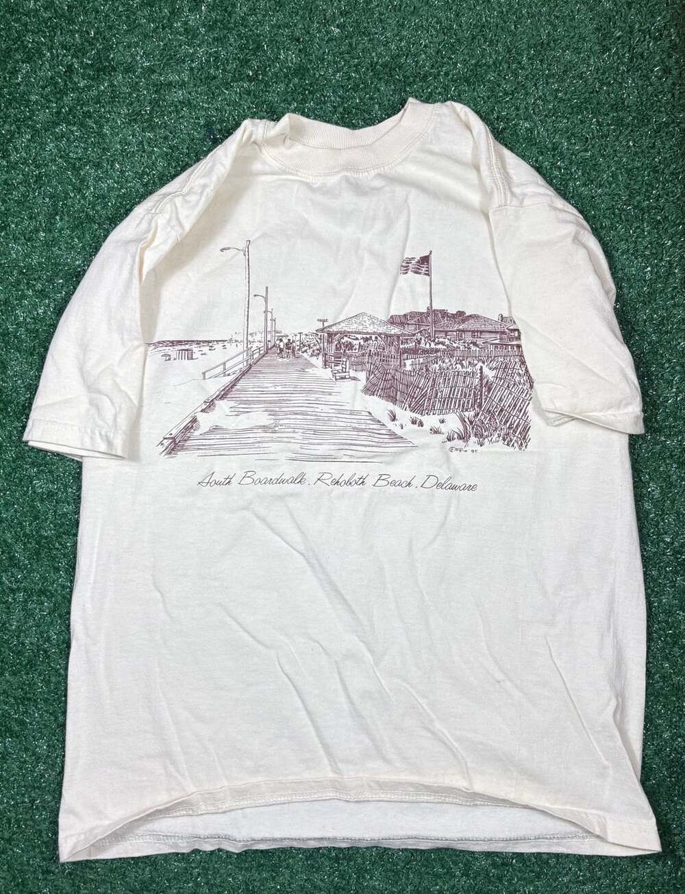 Vintage Rehoboth Beach Delaware South Boardwalk T-Shirt White